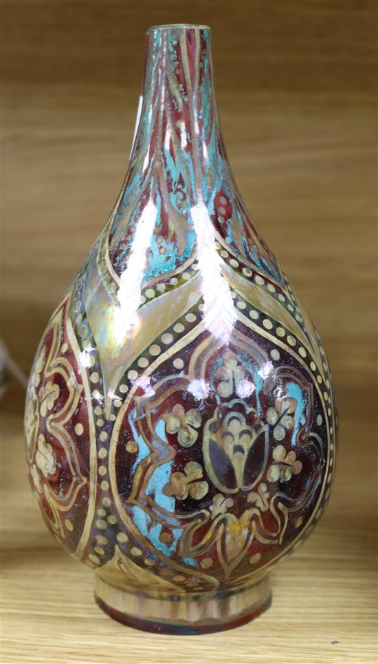 A Pilkingtons Royal Lancastrian baluster vase (cut down), 20cm